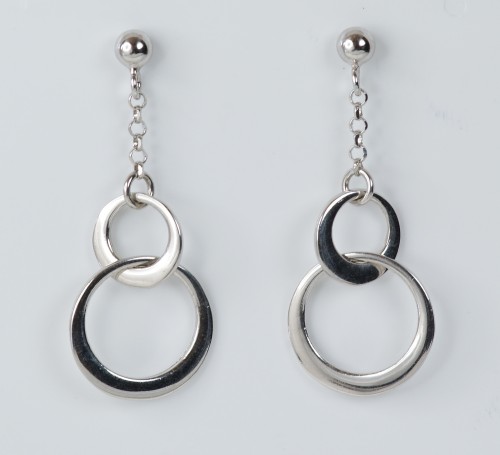 Sterling Silver Double Loop Drop Earrings